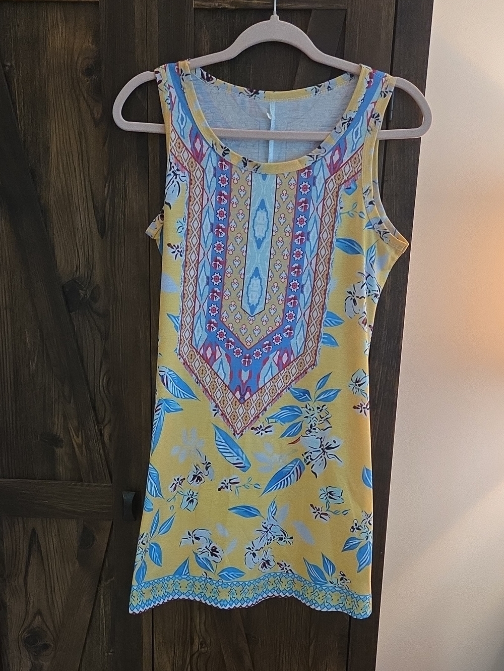Amazon Yellow Floral Printed Sleeveless Midi Dress